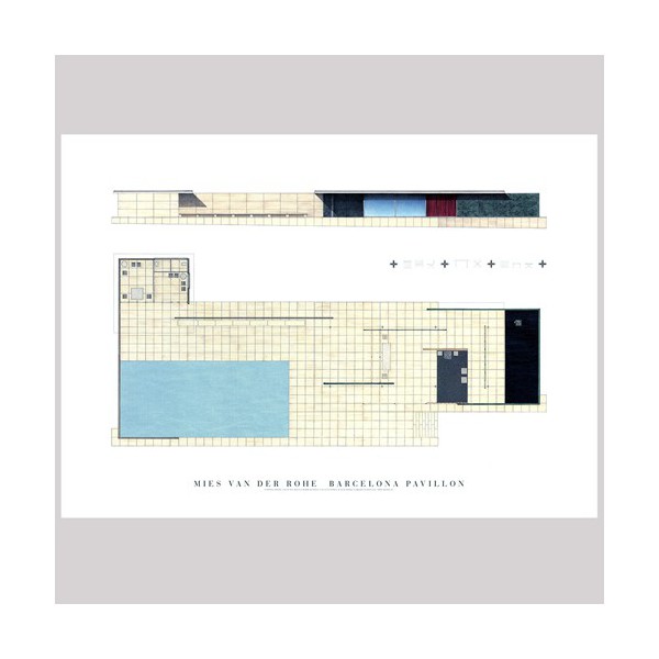 PÒSTER DIBUIX PAVELLÓ MIES VAN DER ROHE